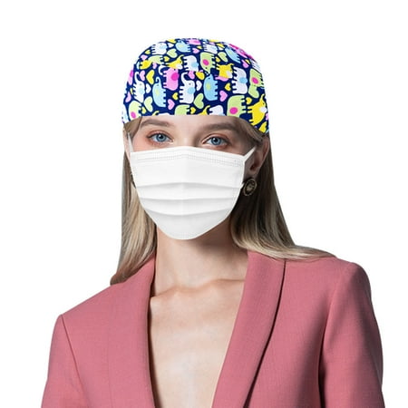 Wyongtao Cozy Scrub Cap Hat Suction Sweat Towel Nurse Cap Printed Baotou Cap