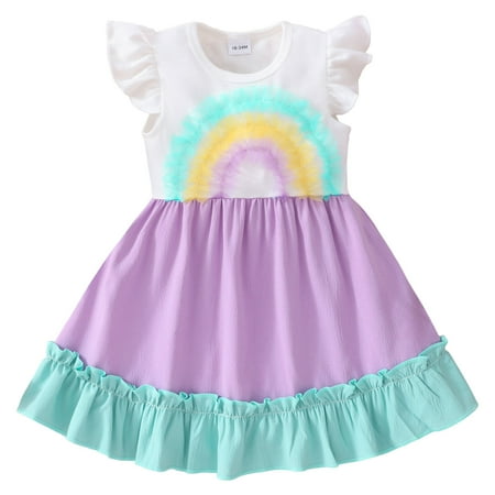 Girls Princess Dress Butterfly Sleeve Rainbow Patchwork Printed Trendy Cute Toddler Girls Sundress Children s Day Gifts
Girls Princess Dress Butterfly Sleeve Rainbow Patchwork Printed Trendy Cute Toddler Girls Sundress Children s Day Gifts