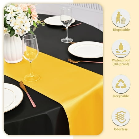 6 Pack Satin Table Runner Gold 12x108 Inch and 6 Pcs Premium Plastic Round 84 inch Disposable Circular Tablecloths Round Tablecloths for Party Decoration Thanksgiving Wedding Anniversary
6 Pack Satin Table Runner Gold 12x108 Inch and 6 Pcs Premium Plastic Round 84 inch Disposable Circular Tablecloths Round Tablecloths for Party Decoration Thanksgiving Wedding Anniversary