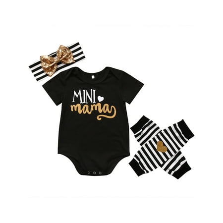 Gwiyeopda Infant Baby Girls Outfit Mini Mama Letter Short Sleeve Bodysuit Striped Socks Bow Headband
Gwiyeopda Infant Baby Girls Outfit Mini Mama Letter Short Sleeve Bodysuit Striped Socks Bow Headband