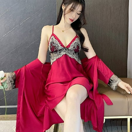 PIKADINGNIS 2 Pcs Sexy Silk Robe Set Spring Summer Satin Lace Sexy Nightgowns Bathrobe Women Pajamas Bath Rayon Robe Sleepwear Womens Dress
PIKADINGNIS 2 Pcs Sexy Silk Robe Set Spring Summer Satin Lace Sexy Nightgowns Bathrobe Women Pajamas Bath Rayon Robe Sleepwear Womens Dress