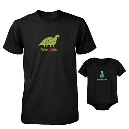 Papasaurus and Babysaurus Dad and Baby Matching Shirt and Bodysuit