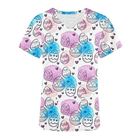 LSLJS Women Nursing Scrubs Top Easter Egg Bunny Print Working Uniform Short Sleeve V Neck Workwear Blouse T-shirt with Pockets on Clearance
LSLJS Women Nursing Scrubs Top Easter Egg Bunny Print Working Uniform Short Sleeve V Neck Workwear Blouse T-shirt with Pockets on Clearance
