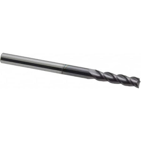 Accupro 3/16 3/4 LOC 3/16 Shank Diam 2-1/2 OAL 3 Flute Solid Carbide Square End Mill Single End AlTiN Finish Spiral Flute 40° Helix Centercutting Right Hand Cut Right Hand Flute
Accupro 3/16 3/4 LOC 3/16 Shank Diam 2-1/2 OAL 3 Flute Solid Carbide Square End Mill Single End AlTiN Finish Spiral Flute 40° Helix Centercutting Right Hand Cut Right Hand Flute