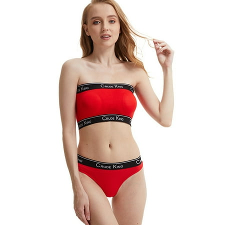 PERZOE Panties Bra Set 2Pcs/Set Padded Wireless Low Waist Bra Panties Set Women Letter Splicing Trim Bandeau Bra Briefs Set
PERZOE Panties Bra Set 2Pcs/Set Padded Wireless Low Waist Bra Panties Set Women Letter Splicing Trim Bandeau Bra Briefs Set