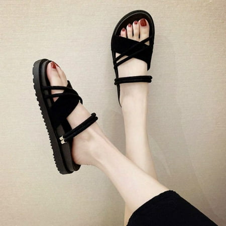 Women Criss Cross Slingback Sandals Faux Suede Vacation Sandals
