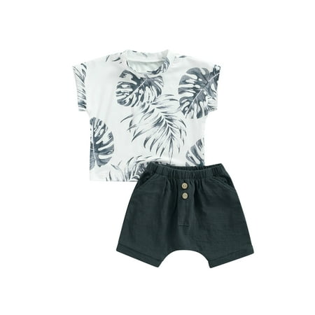 Suanret Toddler Baby Boys Summer Clothes Set Short Sleeveless Leaf Print T-shirt + Elastic Waist Solid Shorts White 12-18 Months
Suanret Toddler Baby Boys Summer Clothes Set Short Sleeveless Leaf Print T-shirt + Elastic Waist Solid Shorts White 12-18 Months