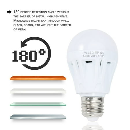 E27 Led Microwave Radar Motion Ambient Sensor Light Lamp Bulb 220V 5W