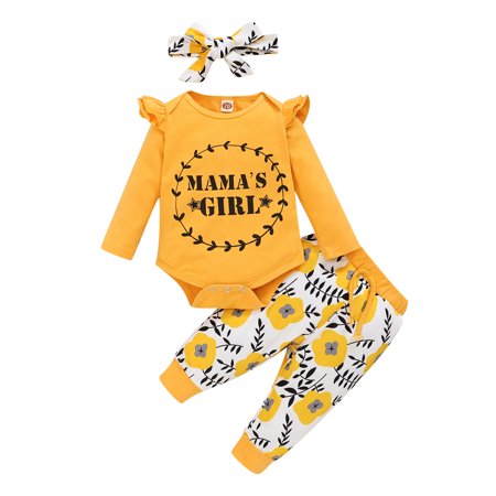 Kucnuzki 6 Months Baby Girl Fall-Winter Outfits Pants Sets 12 Months Long Sleeve MAMA’S GIRL Letter Prints Romper Tops Elastic Floral Cozy Pants Headband 3PCS Set Yellow
Kucnuzki 6 Months Baby Girl Fall-Winter Outfits Pants Sets 12 Months Long Sleeve MAMA’S GIRL Letter Prints Romper Tops Elastic Floral Cozy Pants Headband 3PCS Set Yellow