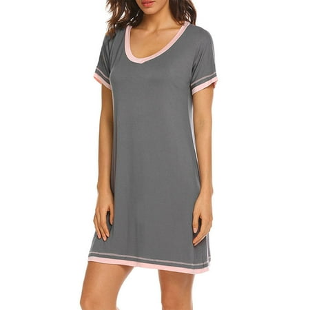 Women s Nightdress Loose Casual Loungewear Short Sleeve Nightgown for Home 
Women s Nightdress Loose Casual Loungewear Short Sleeve Nightgown for Home
