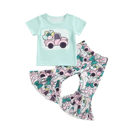 aturustex 2Pcs Toddler Baby Girl Easter Outfit Set Summer Truck Cotton T-Shirt Tops Casual Eggs Floral Bottom Flare Pants 1-5 Years
aturustex 2Pcs Toddler Baby Girl Easter Outfit Set Summer Truck Cotton T-Shirt Tops Casual Eggs Floral Bottom Flare Pants 1-5 Years