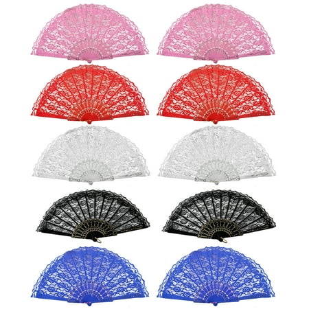 Uposao 10 Pieces Foldable Fan Handheld Lace Fabric Fan Vintage Style Hand Held Folding Fans for Party Wedding Decoration Dance Fan White+Red+Pink+Blue+Black
Uposao 10 Pieces Foldable Fan Handheld Lace Fabric Fan Vintage Style Hand Held Folding Fans for Party Wedding Decoration Dance Fan White+Red+Pink+Blue+Black