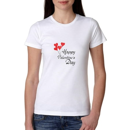 Happy Valentine's Day With Heart Balloons Women's Cotton T-Shirt