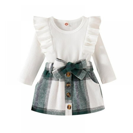 BULLPIANO Baby Clothes for Girls Ruffle Ribbed Knitted Pullover Top Plaid Skirt Set Mini Skirt 2PCS Clothes Set Size 2-3 Years
BULLPIANO Baby Clothes for Girls Ruffle Ribbed Knitted Pullover Top Plaid Skirt Set Mini Skirt 2PCS Clothes Set Size 2-3 Years