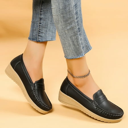 NEGJ Ladies Shoes Casual Shoes Wedge Heel Thick Sole Shoes Fashion Soft Sole Non Slip Slip On Shoes
NEGJ Ladies Shoes Casual Shoes Wedge Heel Thick Sole Shoes Fashion Soft Sole Non Slip Slip On Shoes