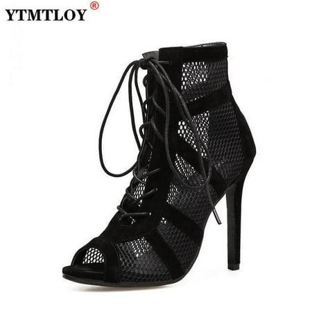 New Fashion show Black Net Fabric Cross strap Sexy high heel Sandals Woman shoes Pumps Lace-up Peep Toe Sandals Casual Mesh
New Fashion show Black Net Fabric Cross strap Sexy high heel Sandals Woman shoes Pumps Lace-up Peep Toe Sandals Casual Mesh