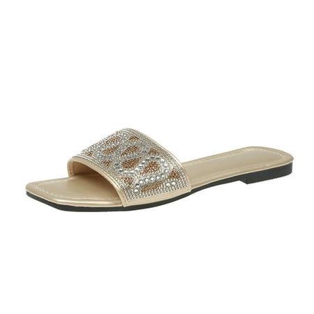 Youmylove Women Slide Slippers Fashion Summer Leather Rhinestone Decorated Square Toe Open Toe Flat Slippers Comfort Cozy Leisure Daily Walking
Youmylove Women Slide Slippers Fashion Summer Leather Rhinestone Decorated Square Toe Open Toe Flat Slippers Comfort Cozy Leisure Daily Walking