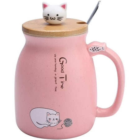 420Ml Lovely Cat Ceramic Cup with Stainless Steel Spoon and Wood Lid Coffee Tea Cup Round Cup Mouth Water Milk Mug for Drinkware Present Home Office (Pink)
420Ml Lovely Cat Ceramic Cup with Stainless Steel Spoon and Wood Lid Coffee Tea Cup Round Cup Mouth Water Milk Mug for Drinkware Present Home Office (Pink)