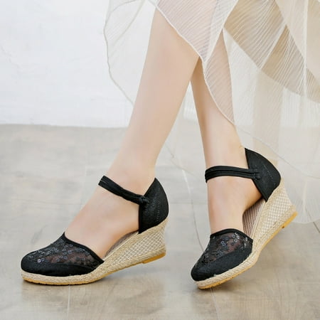 Aayomet Summer Sandals Women s Summer Canvas Sequins Non Slip Mesh Elastic Band Wedges Beach Open Toe Breathable Sandals Shoes Black 7
Aayomet Summer Sandals Women s Summer Canvas Sequins Non Slip Mesh Elastic Band Wedges Beach Open Toe Breathable Sandals Shoes Black 7