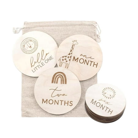 IMSHIE 13 Pcs Baby Wooden Monthly Commemorative Card Shooting Props