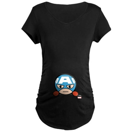 CafePress - Captain America Peeking Maternity Dark T Shirt - Maternity Dark T-Shirt