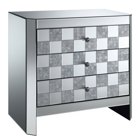 Furniture of America Hansel Contemporary Checkered End Table in Silver