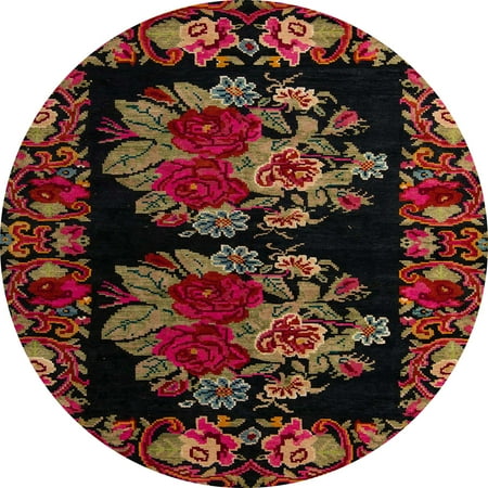 Ahgly Company Indoor Round Abstract Red Dirt Brown Area Rugs 7 Round