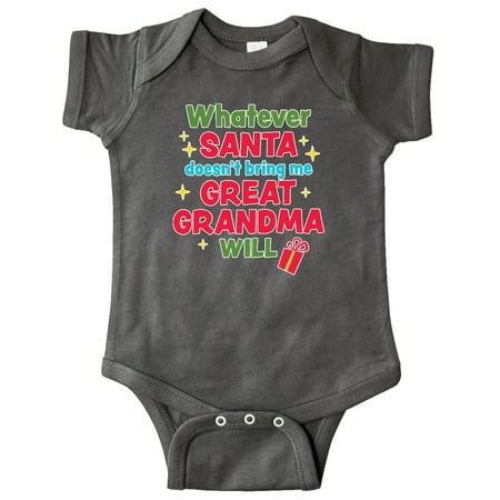 Inktastic Christmas Whatever Santa Doesn t Bring Me Great Grandma Will Gift Baby Boy or Baby Girl Bodysuit
Inktastic Christmas Whatever Santa Doesn t Bring Me Great Grandma Will Gift Baby Boy or Baby Girl Bodysuit