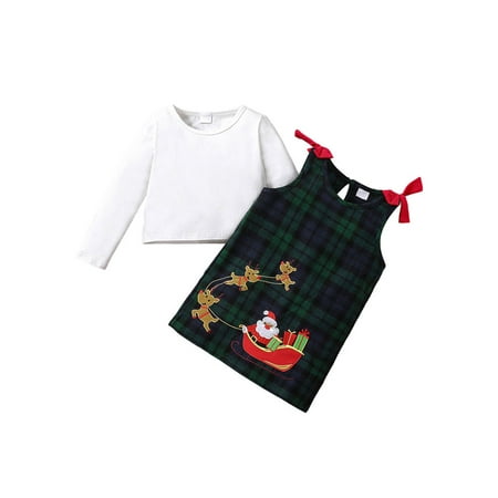 Fullvigor Toddler Girls Christmas Pullover Tops Embroidered Elk Plaid Overall Skirt
Fullvigor Toddler Girls Christmas Pullover Tops Embroidered Elk Plaid Overall Skirt