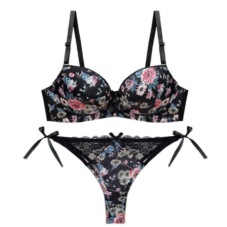 NARABB Women With Steel Rings Print Underwear Ladies Lntimates Set Lingerie Sets