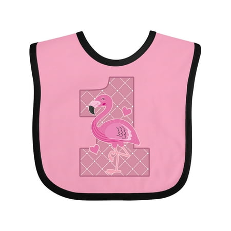 Inktastic First Birthday Flamingo 1 Year Old Girl Gift Baby Girl Bib