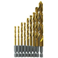 Bosch TI9IM Hex Shank Drill Bit Set High Speed Steel 9 pcs Titanium Finish 1/16 to 1/4
Bosch TI9IM Hex Shank Drill Bit Set High Speed Steel 9 pcs Titanium Finish 1/16 to 1/4