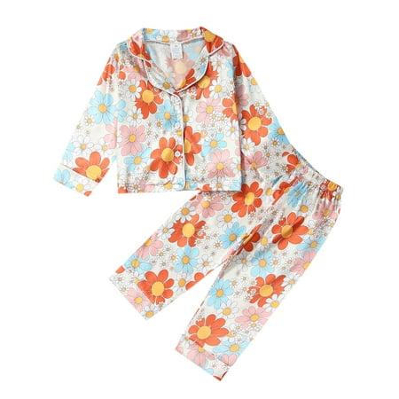 Suanret Kids Girls Boys Pajamas Set Cute Floral Long Sleeve Shirt Elastic Pants Loungewear Sleepwear Homewear Orange Flower 3-4 Years
Suanret Kids Girls Boys Pajamas Set Cute Floral Long Sleeve Shirt Elastic Pants Loungewear Sleepwear Homewear Orange Flower 3-4 Years