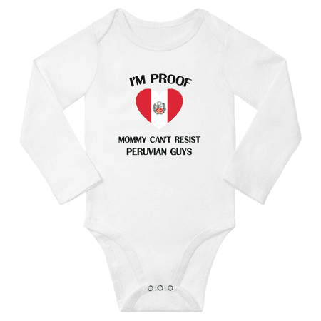 I m Proof Mommy Can t Resist Peruvian Guys Baby Long Sleeve Jumpsuits (White 18 Months)