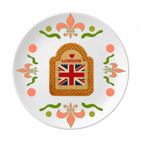 Point UK London Stamp Union Jack Flower Ceramics Plate Tableware Dinner Dish