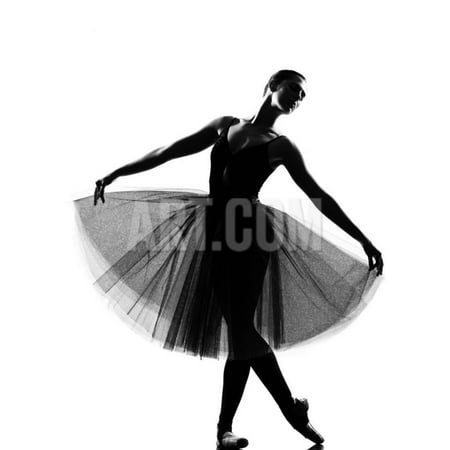Beautiful Caucasian Tall Woman Ballet Dancer Standing Pose Full Length on Studio Isolated White Bac Print Wall Art By OSTILL