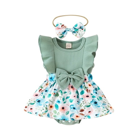 Wassery Baby Girls Romper Dress 3 6 12 18 Months Infant Girls Jumpsuits Fly Sleeve Crew Neck Floral Bodysuit with Bowknot Headband
Wassery Baby Girls Romper Dress 3 6 12 18 Months Infant Girls Jumpsuits Fly Sleeve Crew Neck Floral Bodysuit with Bowknot Headband