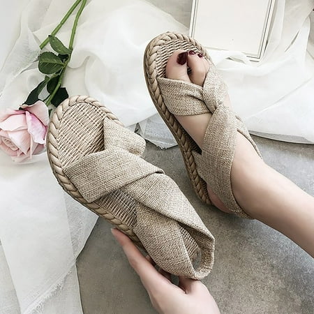 PEASKJP Womens Slides Women Open Toe Round Heel Comfortable Slip On Casual Non-Slip Slippers Flatform Wedge Casual Sandal Khaki 8
PEASKJP Womens Slides Women Open Toe Round Heel Comfortable Slip On Casual Non-Slip Slippers Flatform Wedge Casual Sandal Khaki 8
