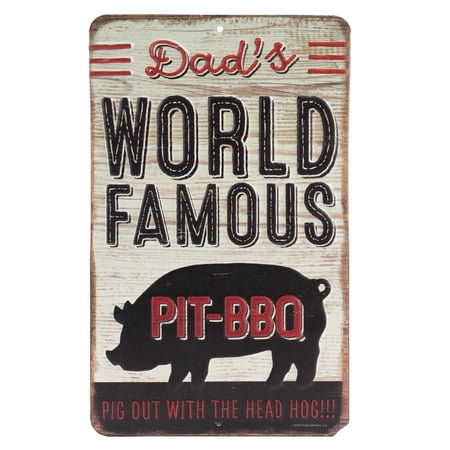 Dad's BBQ Embossed Metal Sign