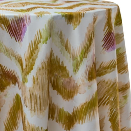 Ultimate Textile Ikat Mustard 90-Inch Round Patterned Tablecloth