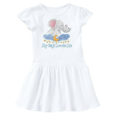 Inktastic My Gigi Loves Me Cute Elephants Clouds Moon and Stars Gift Toddler Girl Dress