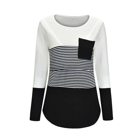 Tangnade Sleeve For Breastfeeding Womens Long T-shirt Striped Print Tops Maternity Maternity blouse Maternity Tops
Tangnade Sleeve For Breastfeeding Womens Long T-shirt Striped Print Tops Maternity Maternity blouse Maternity Tops