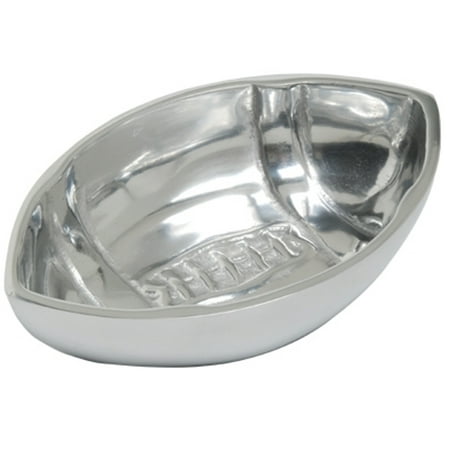 Football Shaped Dip Holder Serving Bowl Polished Aluminum 7.5 Inches