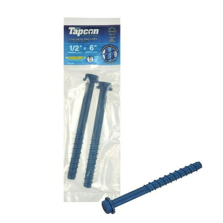 1 PC-Tapcon 50426 Hex-Washer-Head Large Diameter Concrete Anchor 1/2 X6 2-Pack