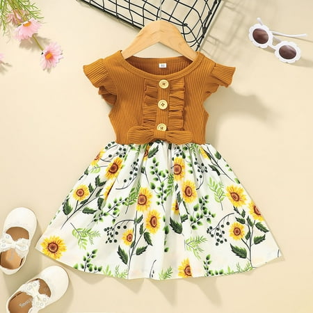 Tking Fashion Toddler Infant Baby Girl Dress Floral Ruffle Sleeve Dresses Girls Sundress Yellow 80
Tking Fashion Toddler Infant Baby Girl Dress Floral Ruffle Sleeve Dresses Girls Sundress Yellow 80