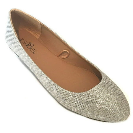 Shoes 18 Womens Ballerina Ballet Flat Shoes 8600 Silver Glitter 9