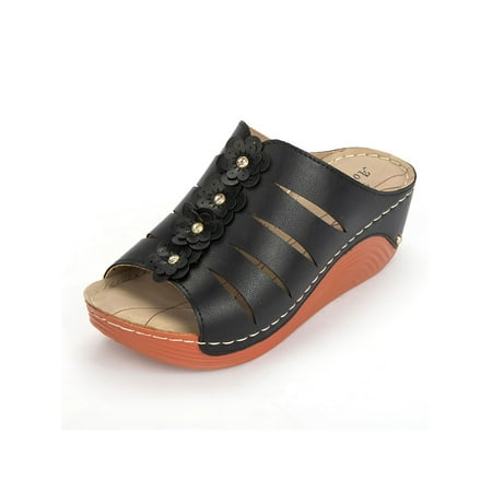 Woobling Womens Wedge Sandals Slip On Footbeds Peep Toe Beach Shoe Daily Casual Shoes Non-Slip Slippers Summer Lightweight Black 7.5
Woobling Womens Wedge Sandals Slip On Footbeds Peep Toe Beach Shoe Daily Casual Shoes Non-Slip Slippers Summer Lightweight Black 7.5
