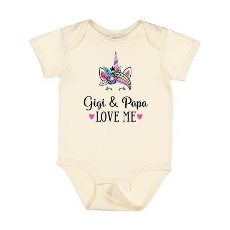 Inktastic Gigi and Papa Love Me Unicorn Gift Baby Girl Bodysuit