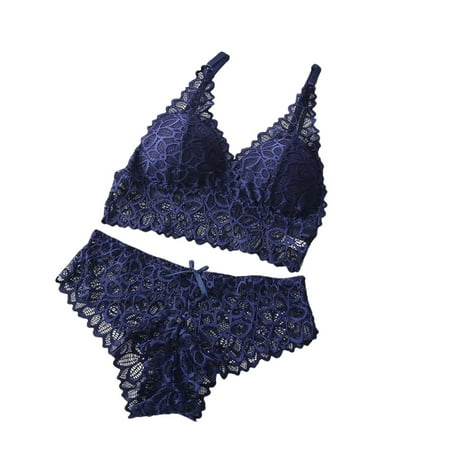 Miyanuby Women Lace Bralette Panties Set Gathered Sexy Underwear Skin-friendly Seamless Bra + Panties Set (Blue)
Miyanuby Women Lace Bralette Panties Set Gathered Sexy Underwear Skin-friendly Seamless Bra + Panties Set (Blue)