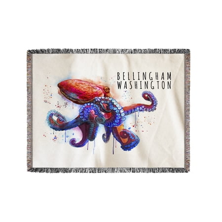 Bellingham, Washington - Octopus - Watercolor - Lantern Press Artwork (60x80 Woven Chenille Yarn Blanket)